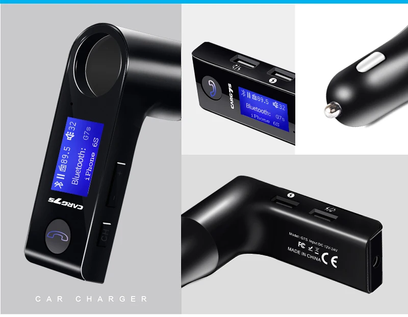 Elistoooop G7S Bluetooth 4,1 fm-передатчик двойной USB Автомобильное быстрое зарядное устройство Прикуриватель разъем TF карта U диск Play ЖК-дисплей