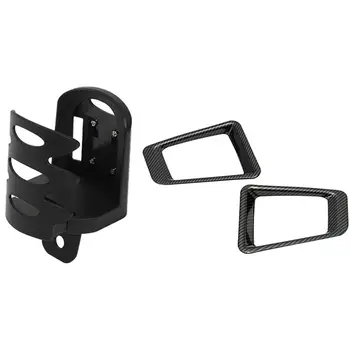 

2Pcs Car Black ABS Carbon Fiber Front Fog Lamp Light Cover Trim with Car Special Instrument Panel Water Cup Holder