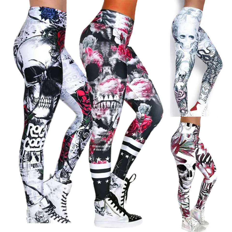 skull gym leggings