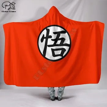 

Dragon Ball Goku pattern pattern Hooded Blanket Adult colorful child Sherpa Fleece Wearable Blanket Microfiber Bedding style