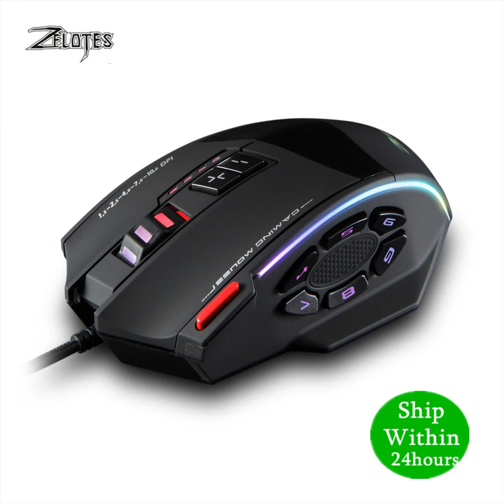Проводная оптическая игровая мышь ZELOTES USB 10000 DPI 12 программируемых кнопок|Мыши| |