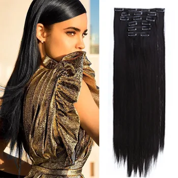 

LUPU Synthetic Hair Extensions 16 Clips In Hairpieces Natural Fake Hair High Temperture Fiber For Women