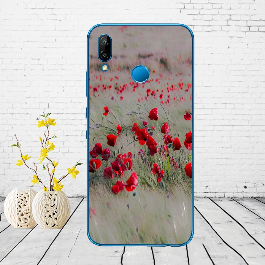 63DD Красные маки на черном стиле мягкий силиконовый чехол для Huawei P9 P10 P20 P30 Lite mate 10 20 PRO lite p smart чехол