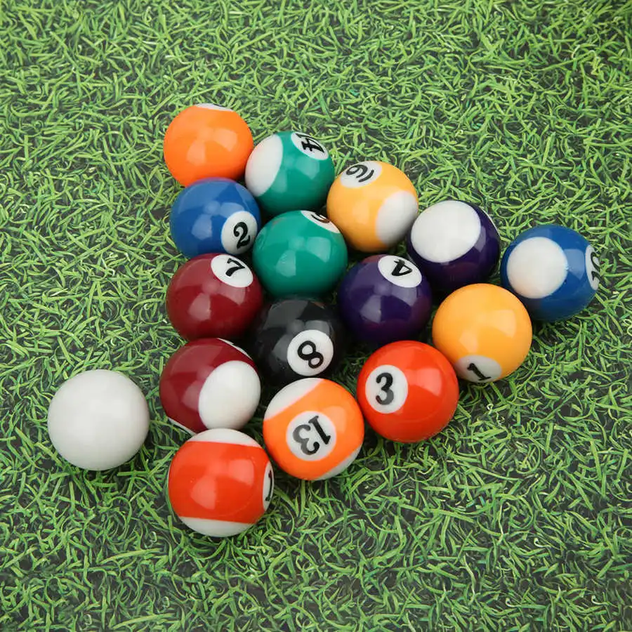 16PCS Billiard Ball 32MM Mini Billiard Ball Eco-friendly Resin Children Toy Mini Pool Table Accesssory