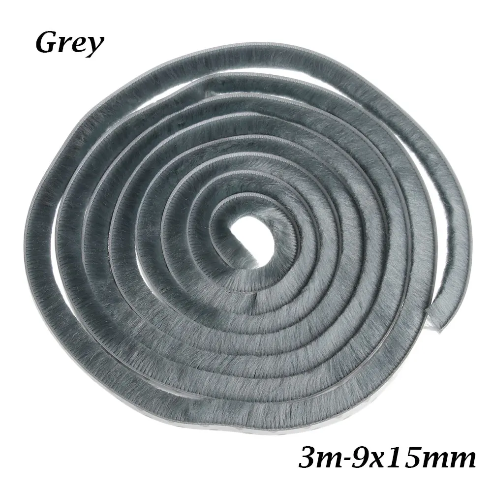 3m 9X15mm grey 3/5 м Длина самоклеющиеся осадки Excluder щетка двери и окна ворс герметик уплотнитель пленка двери погода ветрозащитный полосы - Цвет: 3m 9X15mm grey