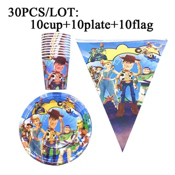 

Disney New Toy Story Party Supplies Theme Kids Birthday Party Plates Cups Banner/Flags Baby Shower Family Party Decorations Set
