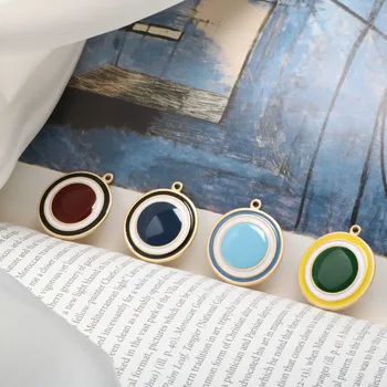 

4pcs Cute Circular Ring Multi-Contrast Oil Arkin Metal Pendant DIY Handmade Jewelry Earrings Accessories Material