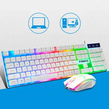 

Keyboard Mouse Set Game Wired Mouse Cool Colorful Backlit Keyboard Office Home Gaming Room Desktop Laptop Accessories