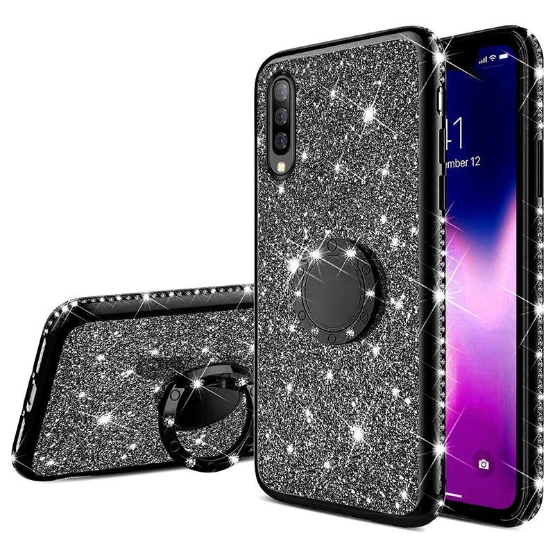 3 Чехол со стразами и блестками для samsung Galaxy A20E A10E A80 A70 A60 A50 A40 A30 M30 M20 A8 A6 плюс A7 J8 J6 J4 палец кольцо крышки - Цвет: 3