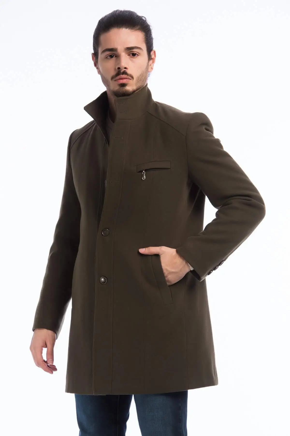 Dewberry мужской Overcoat-1020001P8318 цвета хаки