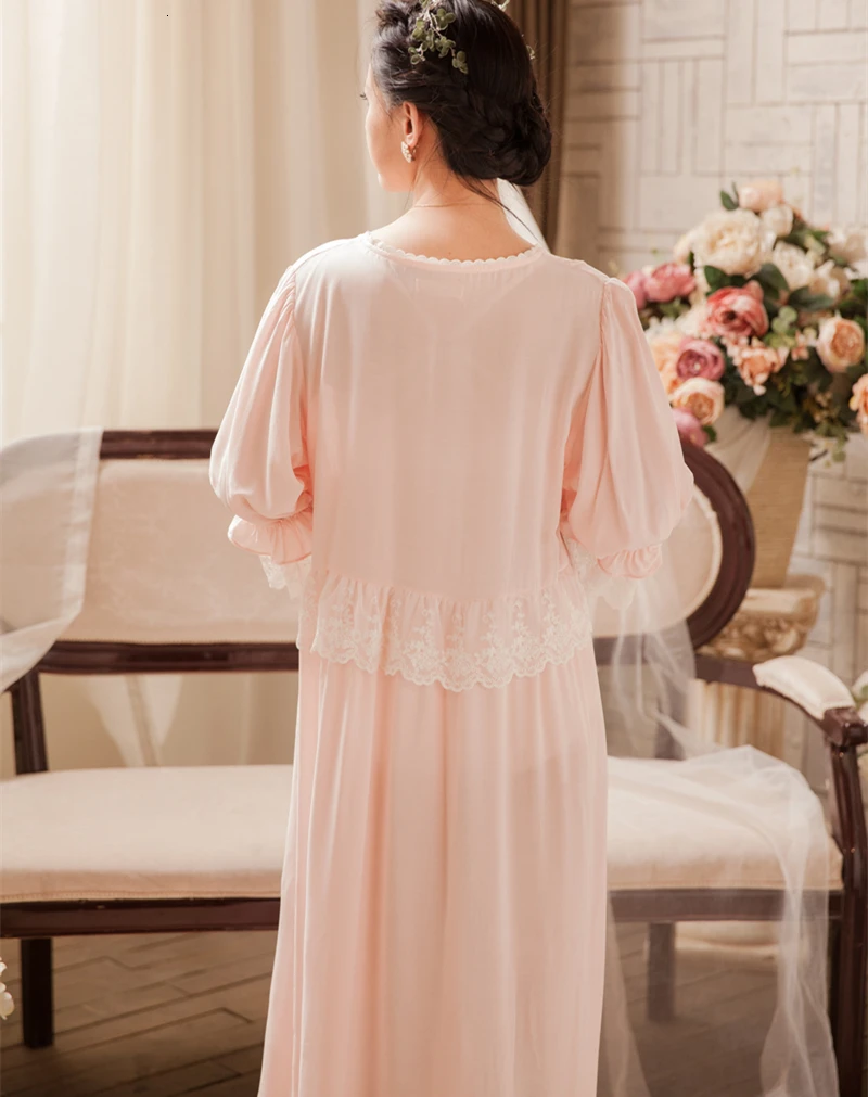 Loose Nightgown Women Long Nightdress Sleepwear Ladies Princess Sleepwear Ankle Length Nightwear Dress