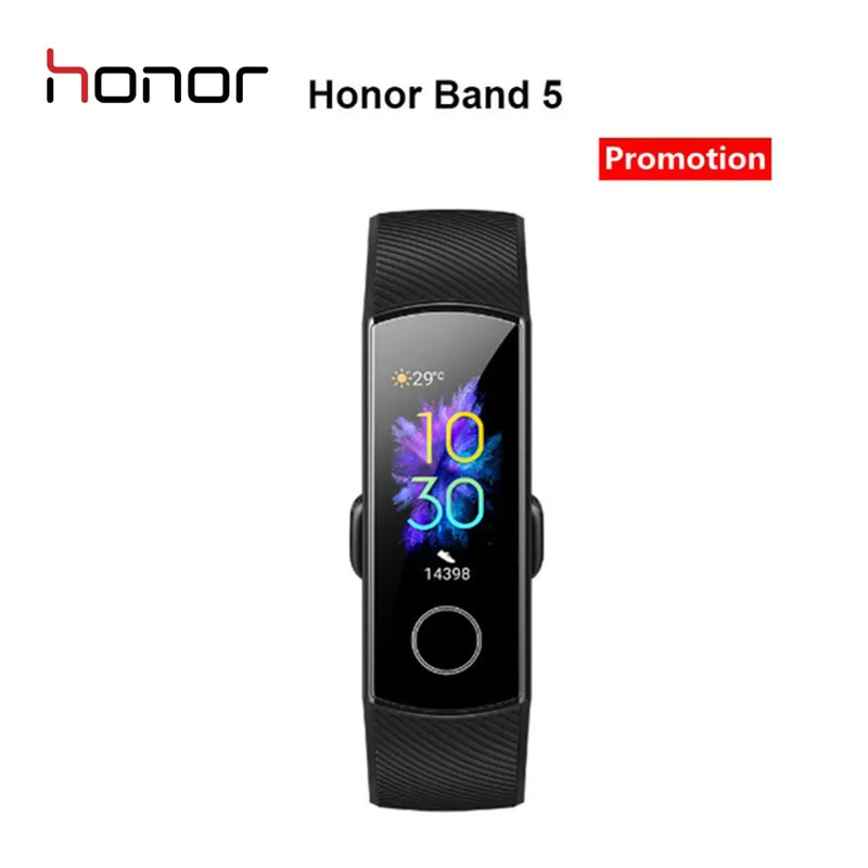 Смарт-браслет Honor Band 5 с функцией распознавания сердечного ритма Пульсоксиметр сна Nap smartwatch 0,9" AMOLED цветной экран - Цвет: Honor Band 5 Black