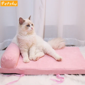 

Petshy Detachable Washable Pet Bed Sleeping Pad For Dogs Cats Non-slip Sleeping Support Cushion with Pillow Puppy Cat Bed Sofa