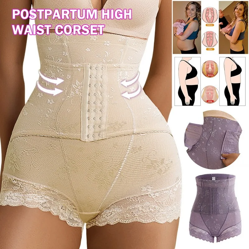 extreme tummy control shapewear Women High Waist Abdominal Pants Postpartum Breasted Abdominal Panties Slimming, Hip Lifting Shaped Lace Tunic Body Shaper Pants shapewear for tummy