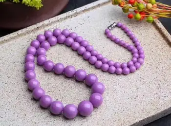 

free shipping >>>>Natural Phosphosiderite Purple Gemstone Necklace 13-5mm AAA