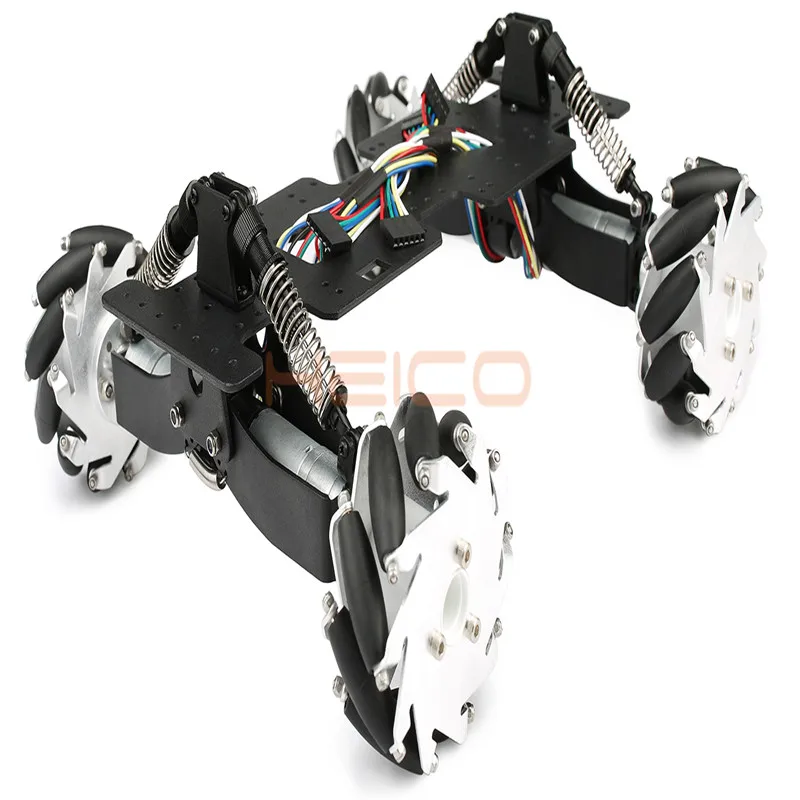 4WD Mcnamm Wheel Car Chassis With Hall / Photoelectric Speed Motor Shock Absorption Omnidirectional Mobile Smart Car for Arduino