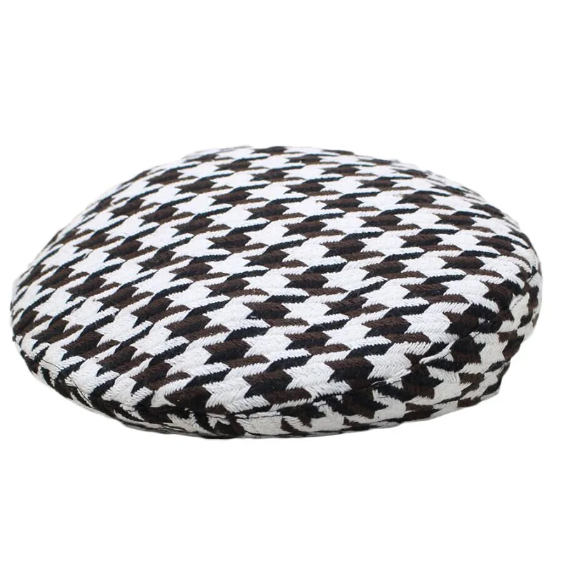 SUOGRY Autumn Winter Fashion Houndstooth Berets Hats For Women Black White Bonia Caps Female Gorras