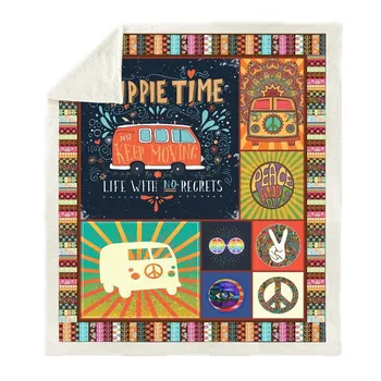 

Camping Element Mandala Print Plush Throw Blanket Sherpa Fleece Bedspread Home Sofa Blankets For Beds Soft Square Blanket