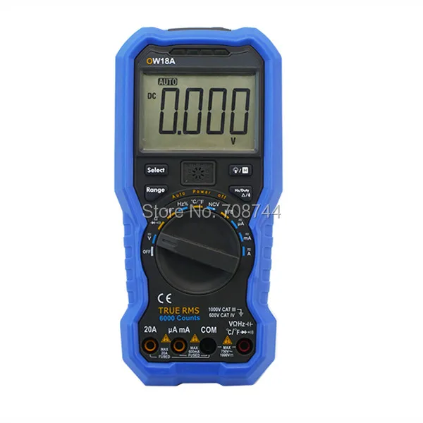 OWON OW18B цифровой DC/AC NCV регистратор данных мультиметр Bluetooth Амперметр Вольтметр с k-тип комплект термометра