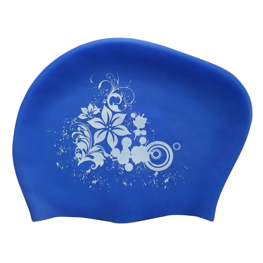 Royal Blue Женская шапочка для плавания, длинные волосы, Дамский бассейн, мягкая силиконовая шапка, эластичная, для взрослых, с принтом, водонепроницаемая, Спортивная, модная, нескользящая - Цвет: Royal Blue