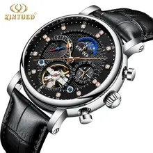 KINYUED Moon Phase лучшие Брендовые мужские механические часы automatic Tourbillon Мужские часы-Скелетон календарь relogio masculino reloj