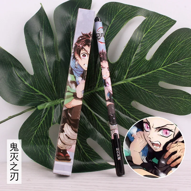 Sets Lot Anime Demon Slayer Kimetsu No Yaiba Gel Pen Kamado Tanjirou Nezuko Ballpoint Pen 0 5 Black Refill Pens Aliexpress