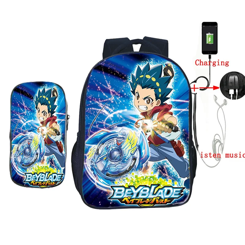 Beyblade usb зарядка школьная сумка 2 шт./компл. рюкзак для подростков мальчиков и девочек дорожные сумки на плечо детская книга Mochila с коробкой для ручек - Цвет: 17