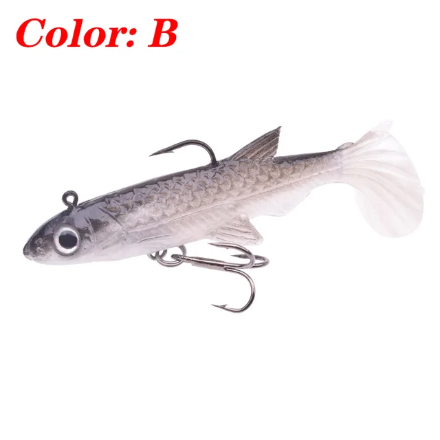 1PCS Small T Tail Soft Bait 50mm 3.5g Jig Head Silicone Swimbaits Artificial Bionics Fishing Lure Wobblers for Shad Bass Pike B