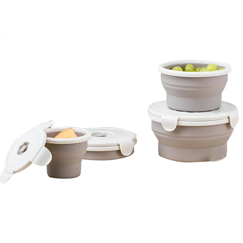 

Foldable Lunch Box Collapsible Bento Box Silicone Travel Picnics Food Containers Outdoor Bowls Food Fruit Storage Container Port
