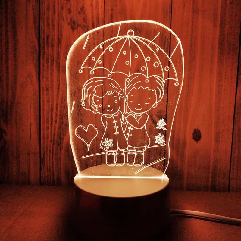 New exotic creative 3d night light Christmas gift bedside cute gift custom Amazon cross-border night light - Цвет: Monochrome warm