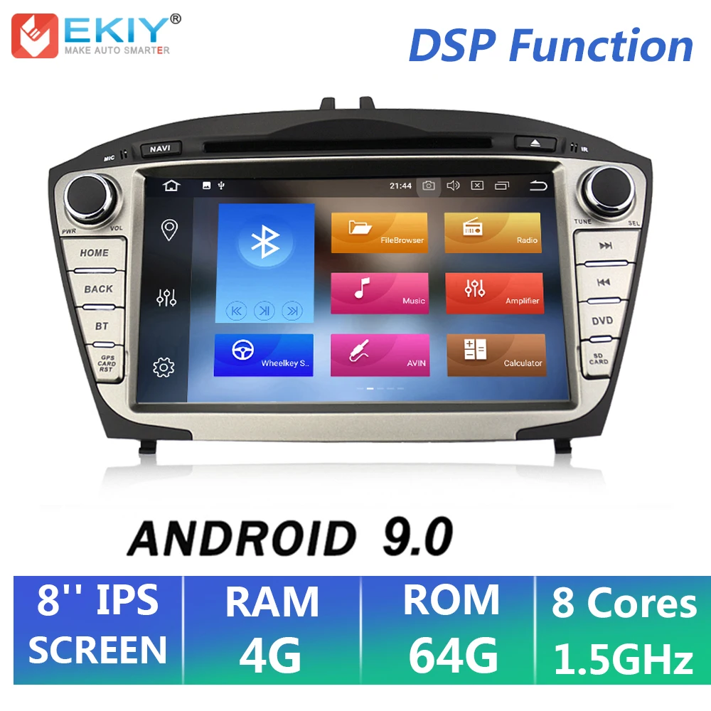 EKIY 8 ''2 Din Автомобильный мультимедийный плеер Android 9,0 для hyundai/IX35/TUCSON 2009- автомобильное радио DVD GPS навигация 4G+ 64G OBD2 Wifi