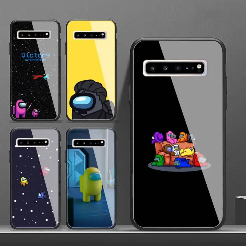 

among us Phone Case glass For Samsung S10 S20 S9 Plus s6 7 edge Note9 10 Luxury brand