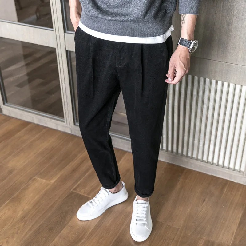 Весенние новые вельветовые брюки мужские тонкие модные однотонные повседневные брюки мужские уличные хип-хоп хлопковые брюки для бега мужские s