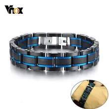 Vnox стильные синие и черные браслеты-цепочки для мужчин из нержавеющей стали деловые подарки pulsera masculina ювелирные изделия