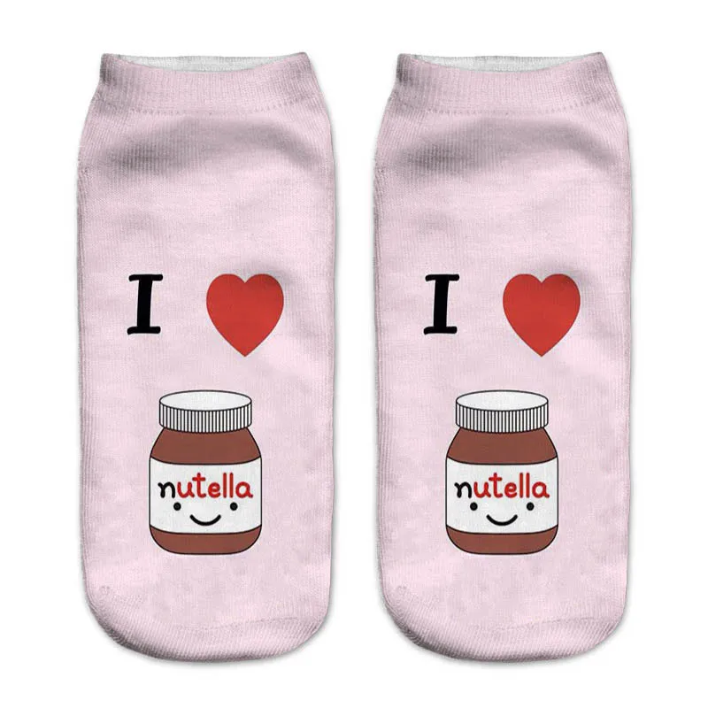 12 Женские Забавные милые носки с 3d принтом, белые носки с изображением nutella, носки унисекс с рисунком кота, единорога, рождественский подарок, носки, Прямая поставка - Цвет: 12