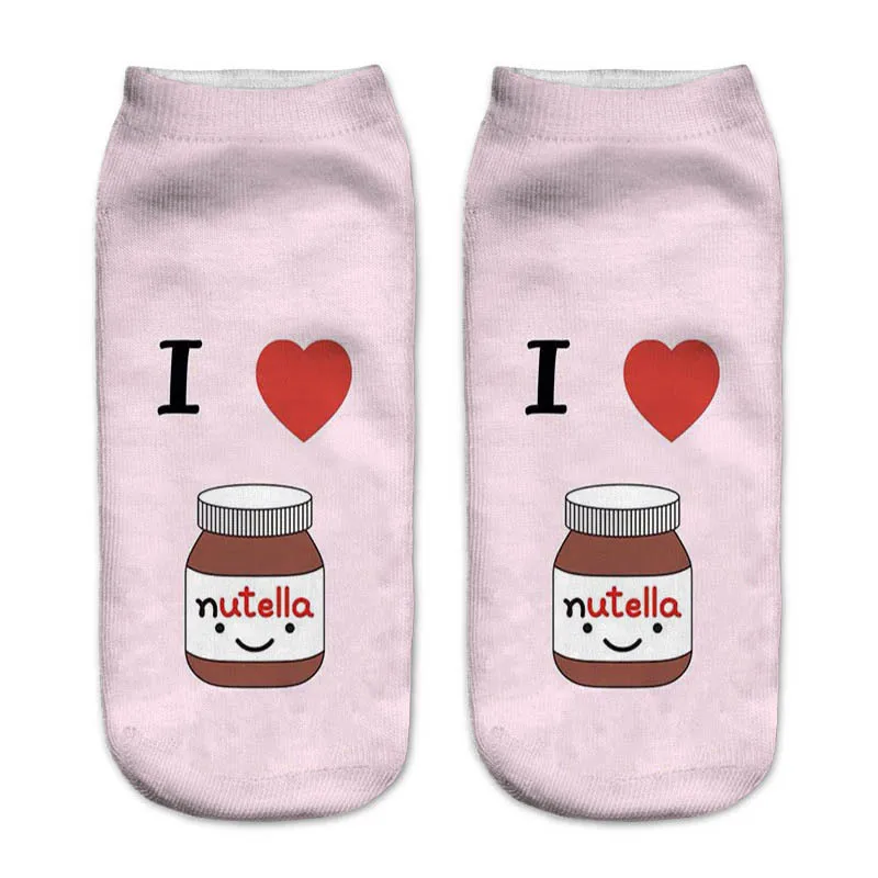 HNDDWZDB 3d Drucken Socken Knöchelsocken 3D Weiß Nutella Charaktermodellierung Unisex Socken Heißen frauen Unisex Socken Polyester Mode Frauen Socken