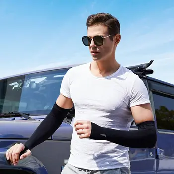 

Women Men UV Protection Cooling Arm Sleeves Compression Sunscreen Long Cover Fingerless Gloves for Running Cycling Fishing Sport