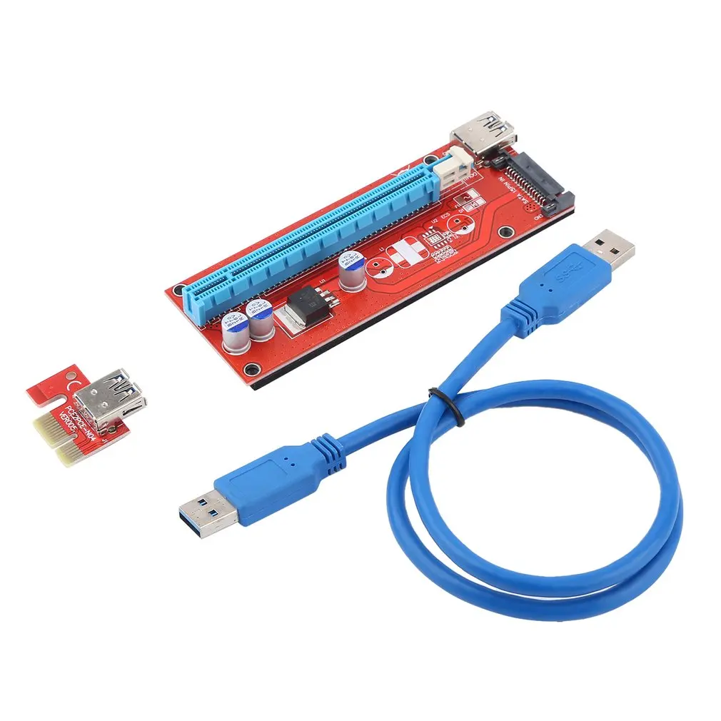 

Universal Mining Graphics Card PCI-E To PCIE Riser Card 1X To 16X Cable With 15 Pin To SATA Power Supply USB 3.0