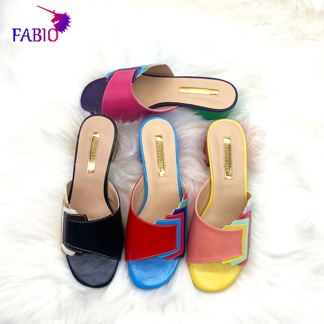 Delicate and fashionable Patchwork multi color women's slippers Nigeria style party ladies' slippers