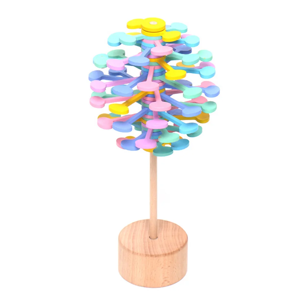 Lollipop Look Durable DIY Wooden Roll Kids Magic Spin Office Gift Fun Colorful Rotating Decompression Toy 1 Lollipop Look Durable DIY Wooden Roll Kids Magic Spin Office Gift Fun Colorful Rotating Decompression Toy 5