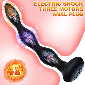 Electric Shock Anal Plug Prostate Massager Intelligent Heating Butt Plug Female Masturbator Anal Bead Erotic Sex Toys for Couple 1