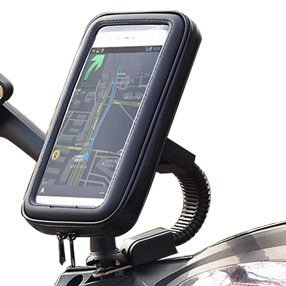 

Phone Holder Motorcycle Mount Anti-drop Shockproof Universal Waterproof Practical Stand Case PU Leather Stable Scooter Bracket