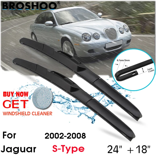 Essuie glace de voiture avec crochet en J, lame dessuie glace, vitre avant, pare brise, accessoires automobiles pour Jaguar Type S 24 "+ 18", 2002 – 2008 