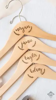 

Personalized Bridesmaid Hanger - Laser Engraved Wood - Bride wedding Bridal party gift