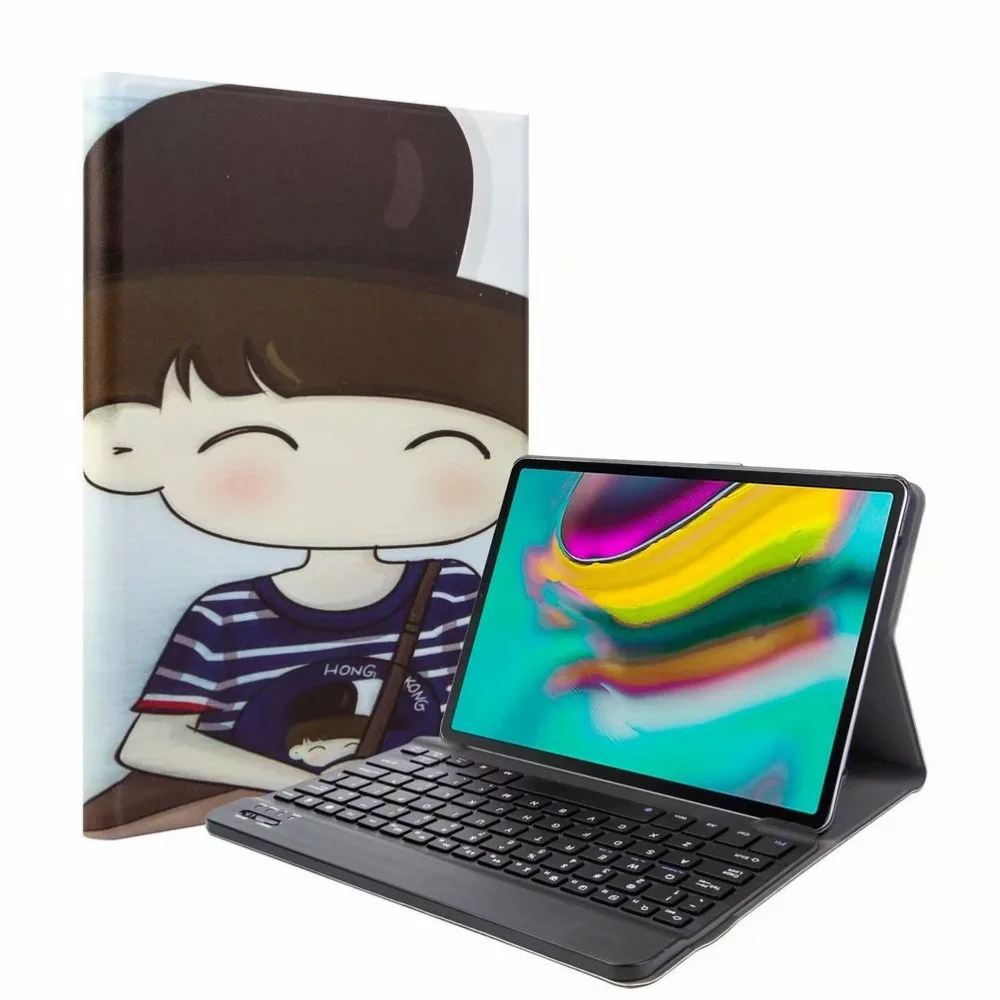 Bluetooth клавиатура чехол для Samsung Galaxy Tab A 10,1 T720 T725 планшет ткань с 7 подсветкой Клавиатура с подсветкой крышка+ ручка+ пленка