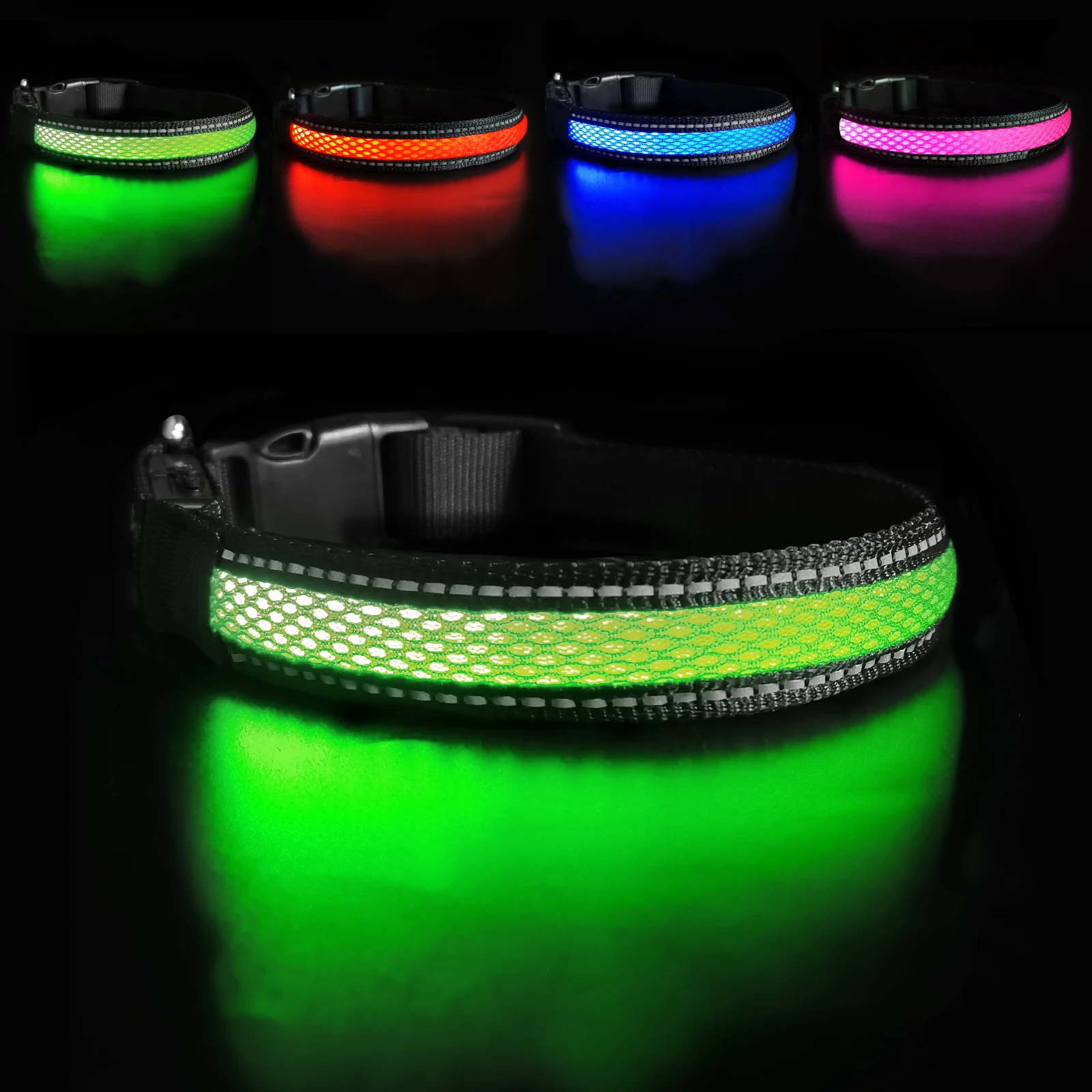 Dog Nylon Collar USB Flashing Charging LED Light Reflective Anti-Lost Rechargeable Glow Dog for Small Medium Large Dogs SuppliesDog Nylon Collar USB Flashing Charging LED Light Reflective Anti-Lost Rechargeable Glow Dog for Small Medium Large Dogs Supplies 