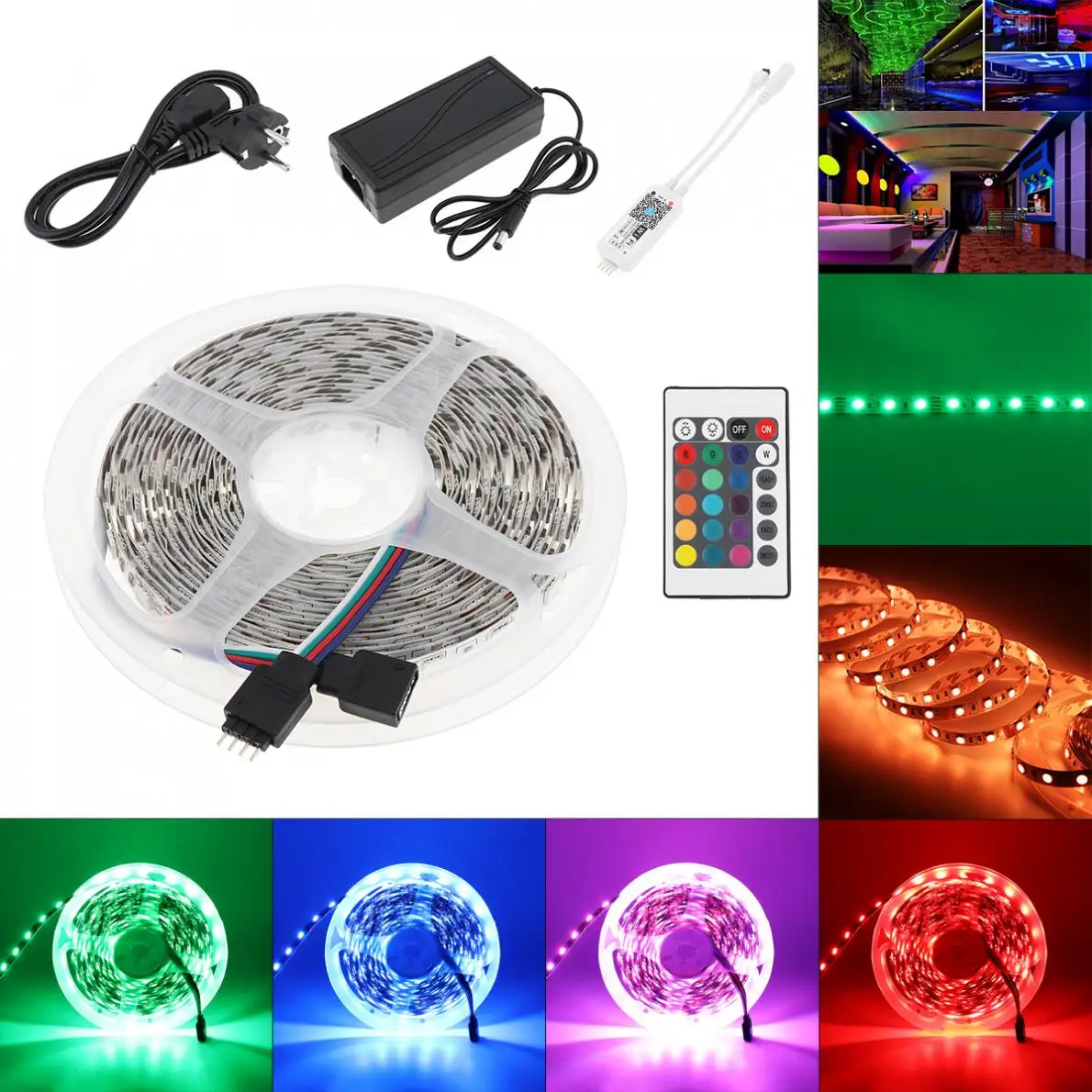 Голая плата SMD 5050 60 светодиодный s/m 5m RGB RGBW светодиодный Светодиодная лента Диодная лента Wifi контроллер DC 12V адаптер Набор светодиодных лент