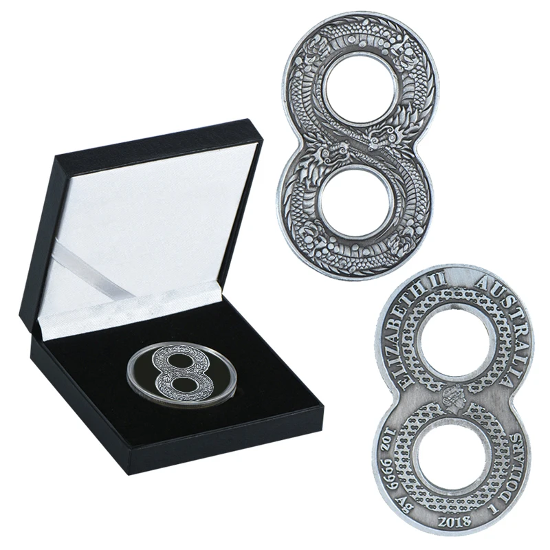 silver with box WR китайские древние драконы коллекционные монеты с держателем позолоченные монеты старую оригинальную монету подарок на год дропшиппинг - Цвет: silver with box