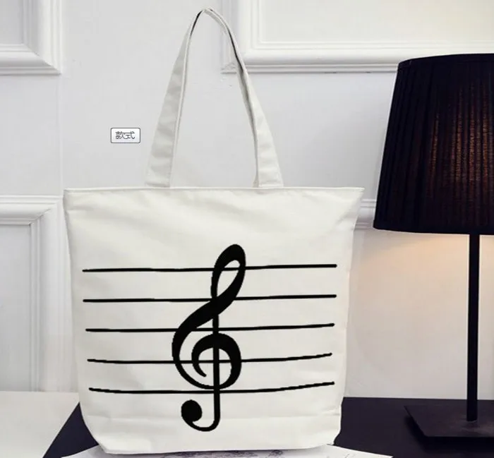 

Ougger Big Women Handbag 2019 Shoulder Bags Summer White Canvas Simple Literary Striped Bags with Cartoon Printing for School