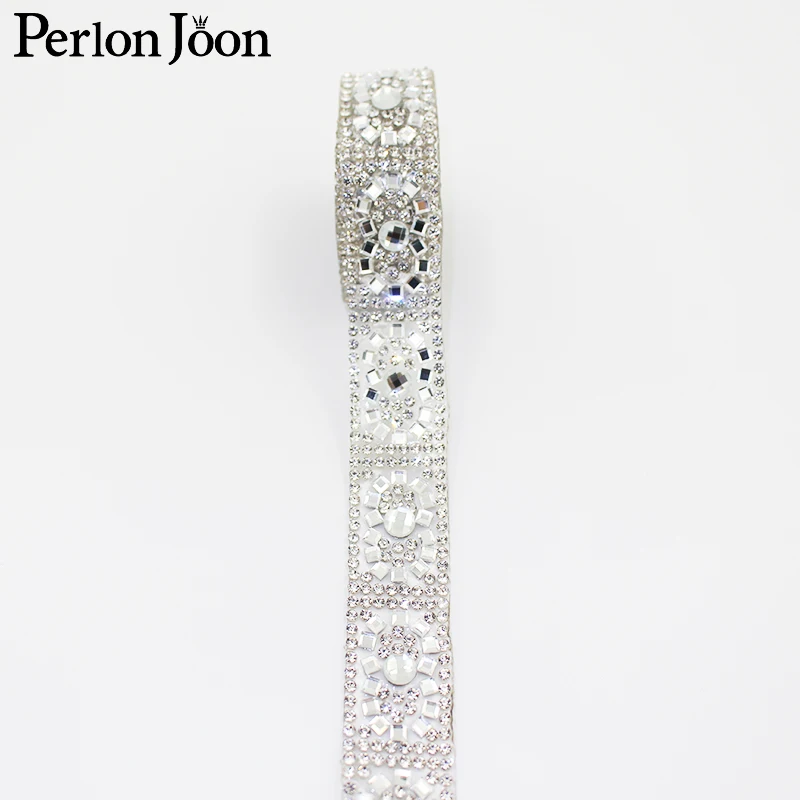 1 yard glas angeordnet mit strass borte heißer-feste kristall gurtband für frauen schuhe, taschen, kleidung dekoration TR114 – Detail 5